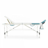 Стол массажный складной на алюминиевой раме JFAL01A (3-х секционный), цвет белый/бирюзовый (1)